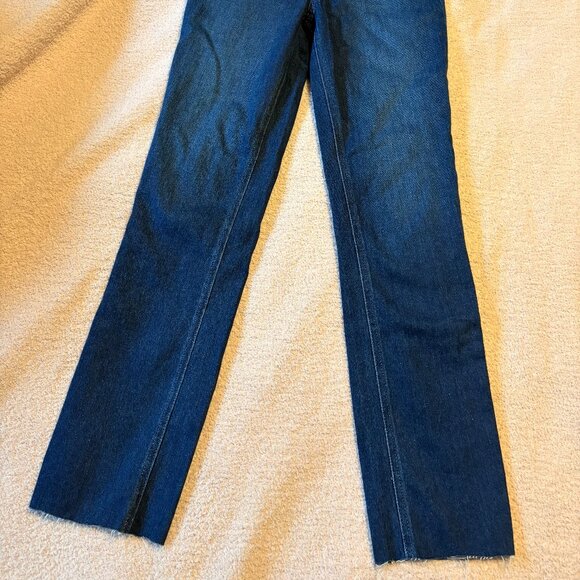 PAIGE Cindy Straight Leg Jean in Promise Dark Wash Raw Hem Ankle Size 25 - Picture 6 of 8